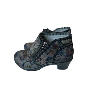 Alegria Leather Floral Shimmery Ankle Boots EU Size 37 US Size 6.5